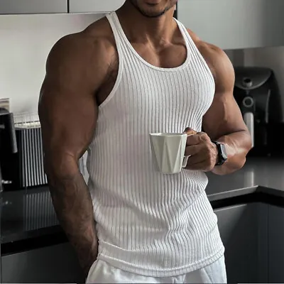 Mens Bodybuilding Tank Top Gym Workout Fitness Cotton Sleeveless Knit Vest' • $12.34