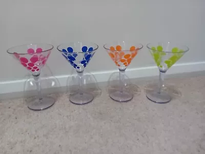 4x Martini Cocktail Glasses Set  Reusable Plastic Cup Summer Party Picnic • £8