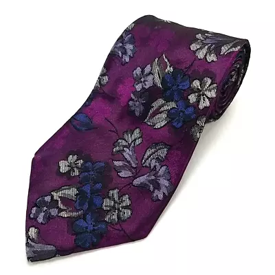 Bella Nova Couture Luxury Tie Purple Floral Pattern Woven Italian Silk Necktie • $9.97