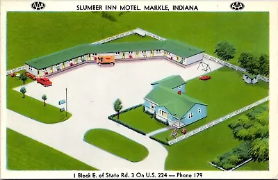 Postcard Markle Indiana Slumber Inn Motel US 224 Tichnor Chrome • $5.95