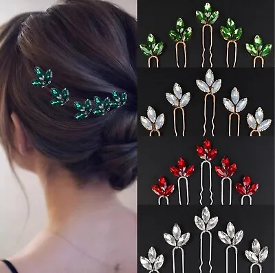 5 Piece Diamante Crystal Wedding Bride Bridal Prom Hair Pins Parties Hair Combs • £6.99