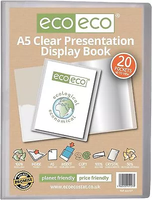 Eco-eco A5 50% Recycled Clear 20 Pocket Presentation Display Book • £4.25