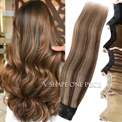 UK Russian Remy Hair Clip In Real Human Hair Extensions One Peice Hafl Full Head • £23.70