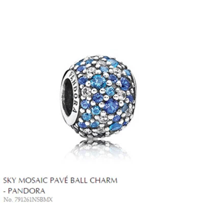$59.99 • Buy PANDORA Charm Sterling Silver ALE S925 SKY BLUE MOSAIC PAVE BALL 791261NSBMX