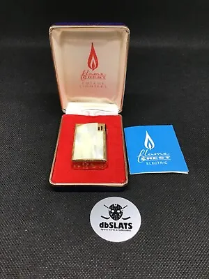 Vintage Flame Crest Lighter (Mother Of Pearl) W/ Original Box & Instructions • $54.64