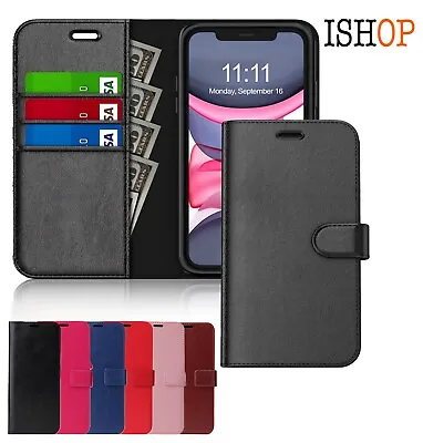 For IPhone 15 14 13 12 11 Pro Max Mini XS XR Leather Flip Wallet Case Card Cover • $9.89