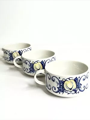 Villeroy & Boch Septfontaines Cadiz Cup Blue White Yellow Stackable Lot Of 3 • $12.99