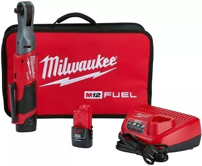 Milwaukee 2557-22 M12 Fuel 3/8  Ratchet Kit W/ 2 Batteries Charger & Tool • $250