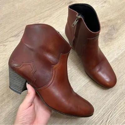 Isabel Marant Dicker Western Style Ankle Boots In Cognac Leather 38/8 • $225