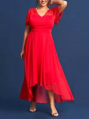 Size 24 Coral/Red Dipped Hem Dress Scarlett & Jo NEW • £24.99