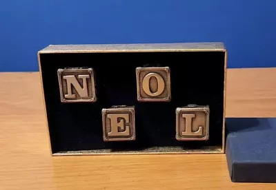 FORT Pewter NOEL Christmas Blocks  Rare Vintage USA EUC In Box • $14.20