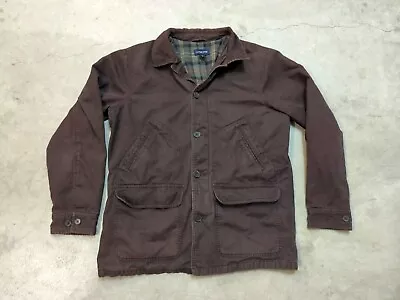 VTG Lands End Jacket Mens M Brown Barn Chore Coat Flannel Lined Button Up Y2K  • $34.99