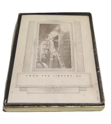 Vtg Bookplates 30 Ex Libris Labels Boxed Man Library Ladder Antioch Publishing • $22