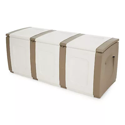 Homeplast Bold 79 Gallon Plastic Storage Trunk Deck Box Beige/White (Damaged) • $45.98