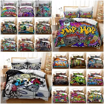 Graffiti Street Hip Hop Duvet Cover Pillowcase Single Double Queen  Bedding Set • $33.99