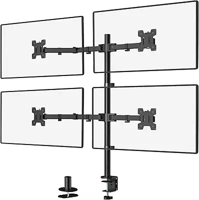 Quad Monitor Desk Mount 4 Monitor Stand Fits Heavy Duty Computer Screen Up To 2 • $91.88