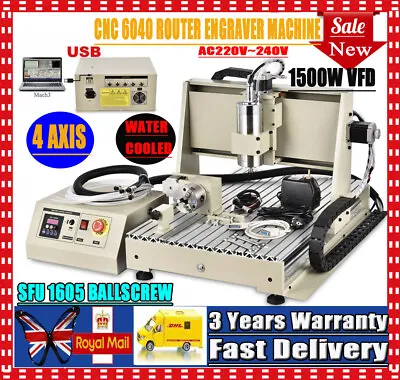 £1090 • Buy USB 4 Axis 6040 CNC Router Engraver Milling Machine Metal Engraver Milling 1500W