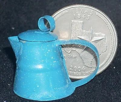 $4 • Buy Dollhouse Miniature Coffee Pot Cowboy Folk Art Blue Splatterware 1:12 #TS1234