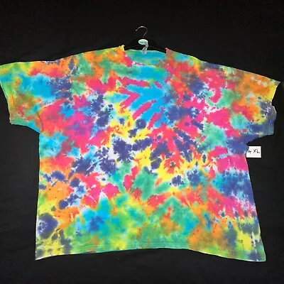 4XL Hand Tie Dye Pastel Rainbow Scrunch T-shirt Unisex • £12