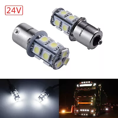 2PCS 24V HGV Truck P21W 382 1156 BA15s LED DRL Bulbs White Daytime Running Light • $10.41