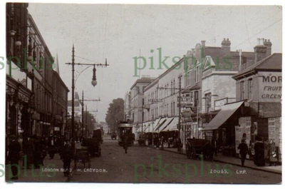£7.99 • Buy Old Postcard London Road Croydon Surrey Note Tram C.h. Price Real Photo C.1910
