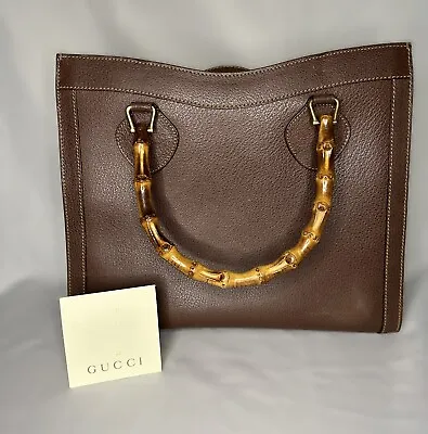 Vintage Leather Gucci Bag Bamboo Handles Brown • $289
