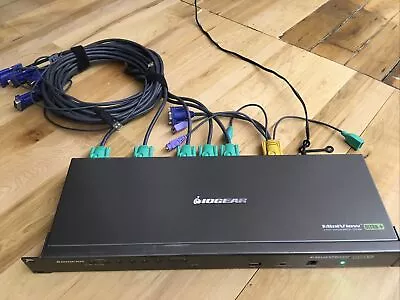 IOGEAR MiniView (GCS1808) 8-Port Rack-Mount KVM Switch W/ 5 Cables Free Shipping • $75