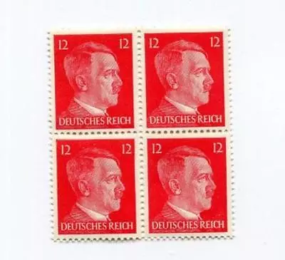 Block Of Four World War 2  WW2 German 12P RARE Red HITLER HEAD Stamps • $14.95