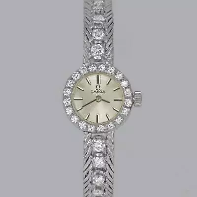 Vintage Omega Diamond Watch 18ct Gold 1960s Manual Wind Ladies Bracelet Watch • £6900