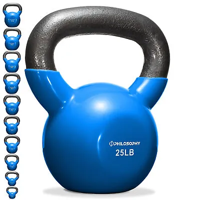 Vinyl Coated Cast Iron Kettlebell 5 Lbs To 50 Pound Weights • $59.99