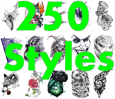 £2.50 • Buy 250 Styles!! Skull Feather Bird Tribal Wolf Tiger Dragon Eyes Temporary Tattoo
