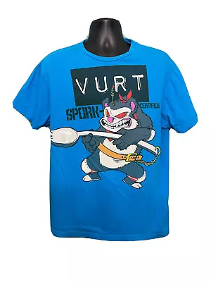 Vurt Spork Certified Cat With A Spork Funny Turquiose T Shirt L A23 • $24.99