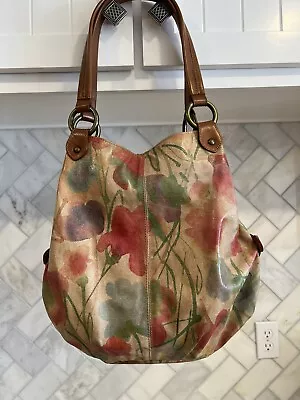 Maurizio Taiuti Handbag Floral Italian Leather Large Shoulder Bag Watercolors • $49