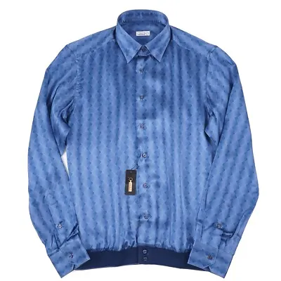 Zilli Geometric Print Extrafine Silk Shirt With Knit Bomber Hem 3XL (Eu 48) NWT • $495