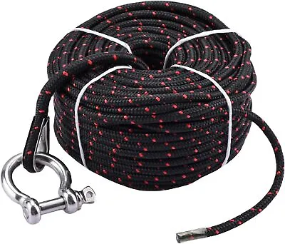 3/16  100ft Boat Marine Anchor Rope Anchor Line Black/Red For Electric Winches • $17.99