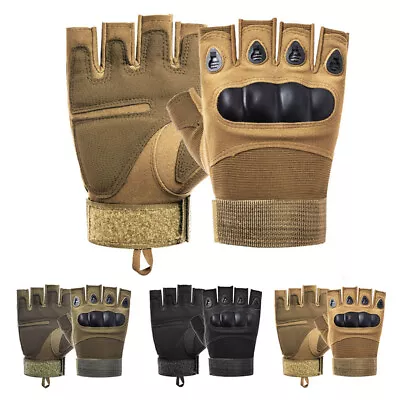 Tactical Mechanic Wear Safety Work Gloves General Knuckle Protection Fingerless • £11.99