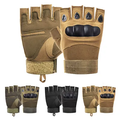 Tactical Mechanic Wear Safety Work Gloves Heavy Duty Hand Protection Fingerless • £9.99