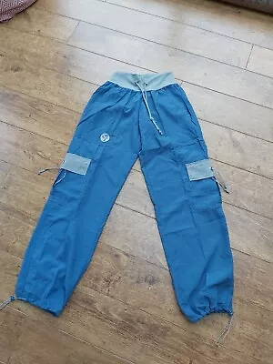 Womens Fitness Cargo Pants Trousers Dance  Zumba Blue M  Approx Size 10 - 12 • £4