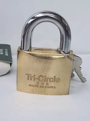 £17 • Buy Tri-Circle Solid Brass Padlock With 3 Keys High Quality-63mm