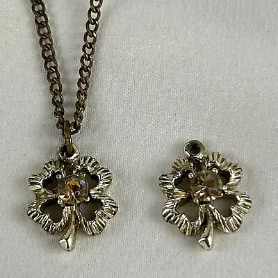 Vintage Shamrock Clover Charm Pendant Set Of 2 With 1 Bracelet Chain Silver • $12