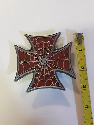 Spider Web Cross Red Belt Buckle Very Cool • $11.99