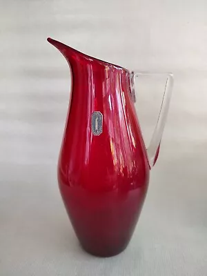 £15 • Buy WHITEFRIARS Designer Geoffrey Baxter Ruby Red Sparrow Beak Jug Pitcher Vase 9 
