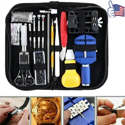 147PCS Watch Repair Kit Watchmaker Back Case Remover Opener Link Pin Spring Bar • $12.87