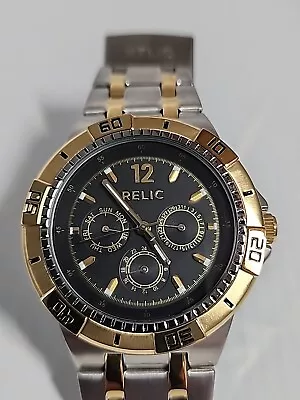 Relic By Fossil ZR15687 Men 50m Rotating Bezel SilverWatch (441) Appears New • $12