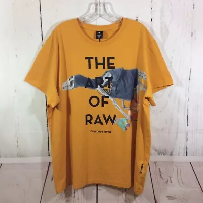 G-Star RAW T-Shirt Mens XXL The Art Of Raw Running Dog Graphic Yellow Streetwear • $39.99