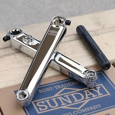 SUNDAY BMX SAKER BICYCLE CRANKS CHROME W/ MID Bottom Bracket (RHD/LHD) • $94.95