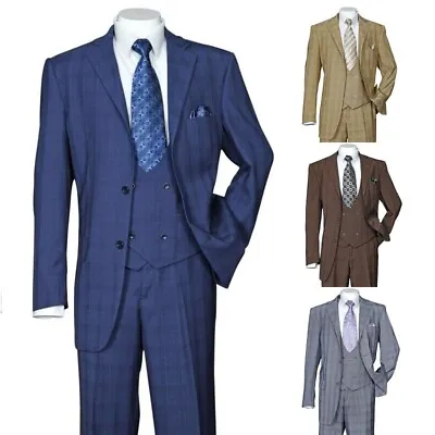 Men's 3 Piece Luxurious Suit With Vest&Pants Two Button Two Side Vents  • $115