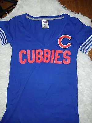 PINK Victoria Secret Chicago Cubs Tshirt Size Small Lightly Worn Cubbies • $3.99