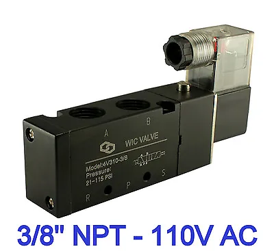 3/8 Inch Pneumatic 4 Way Air Directional Control Electric Solenoid Valve 110V AC • $35.99