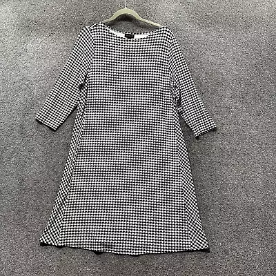 J Jill Wearever Shirt Dress Medium Houndstooth Jersey Knit Boat Neck • $16.23